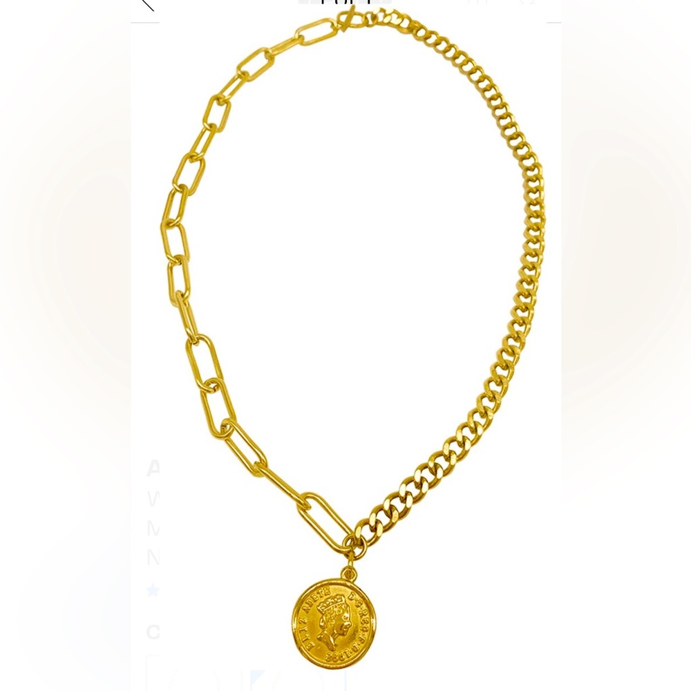 Adornia Mixed chain coin necklace